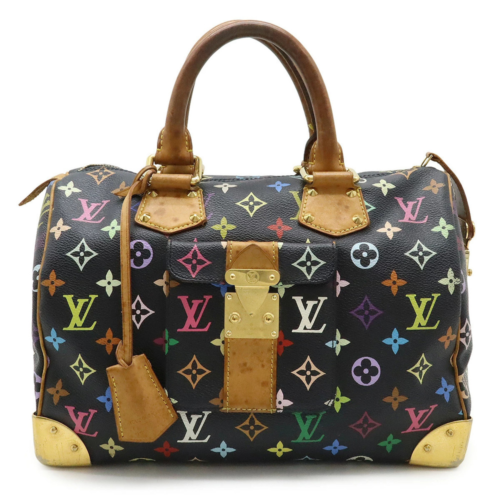 LOUIS VUITTON Monogram Multicolor Speedy Handbag Boston Bag Noir Black